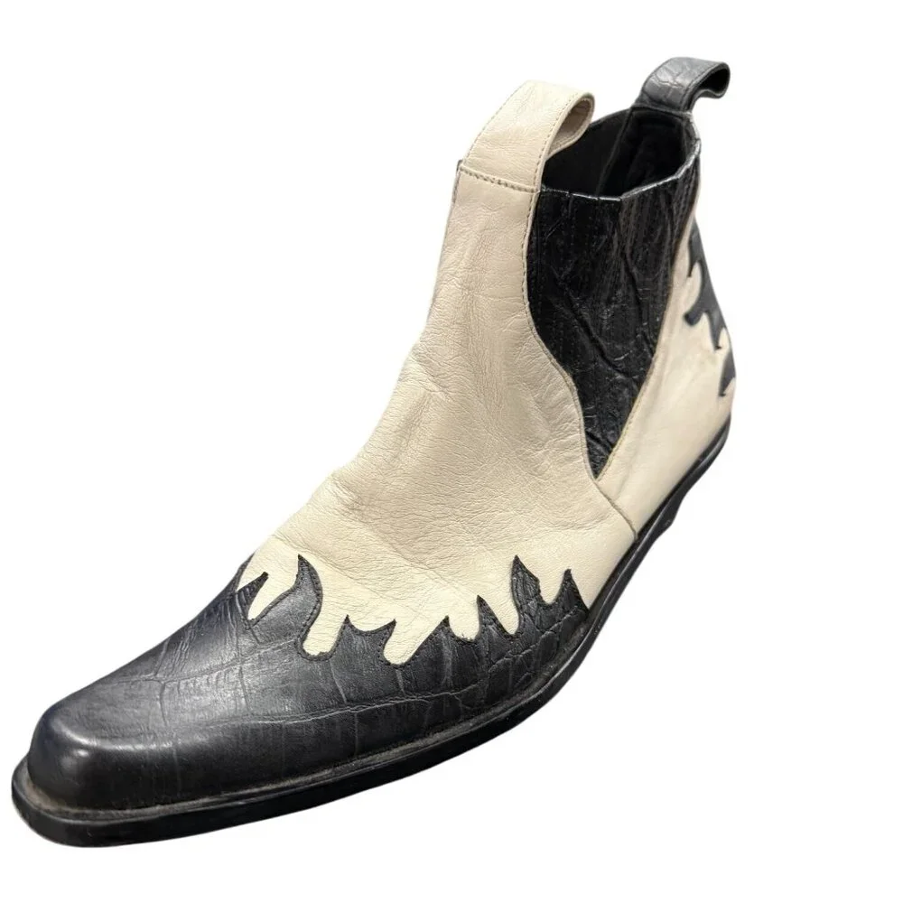 Cruda Sustainable Two Tone Western Ankle Boots Pointed Toe Men's 42 (US 9)